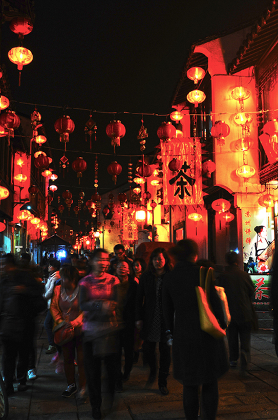 摄影图片 热闹的山塘夜市景色美