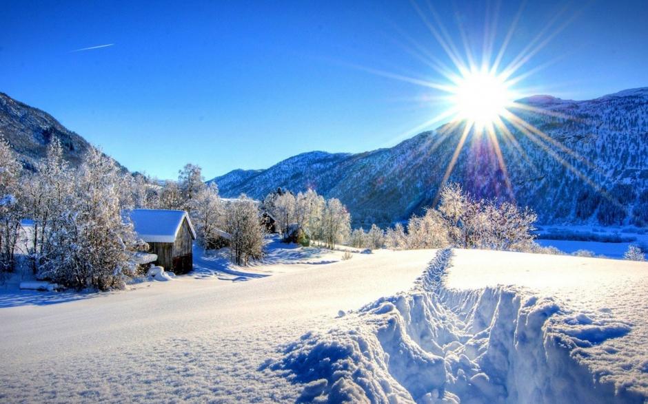 雪景唯美情侣图片 白雪茫茫的唯美小清新雪景图片桌面壁纸