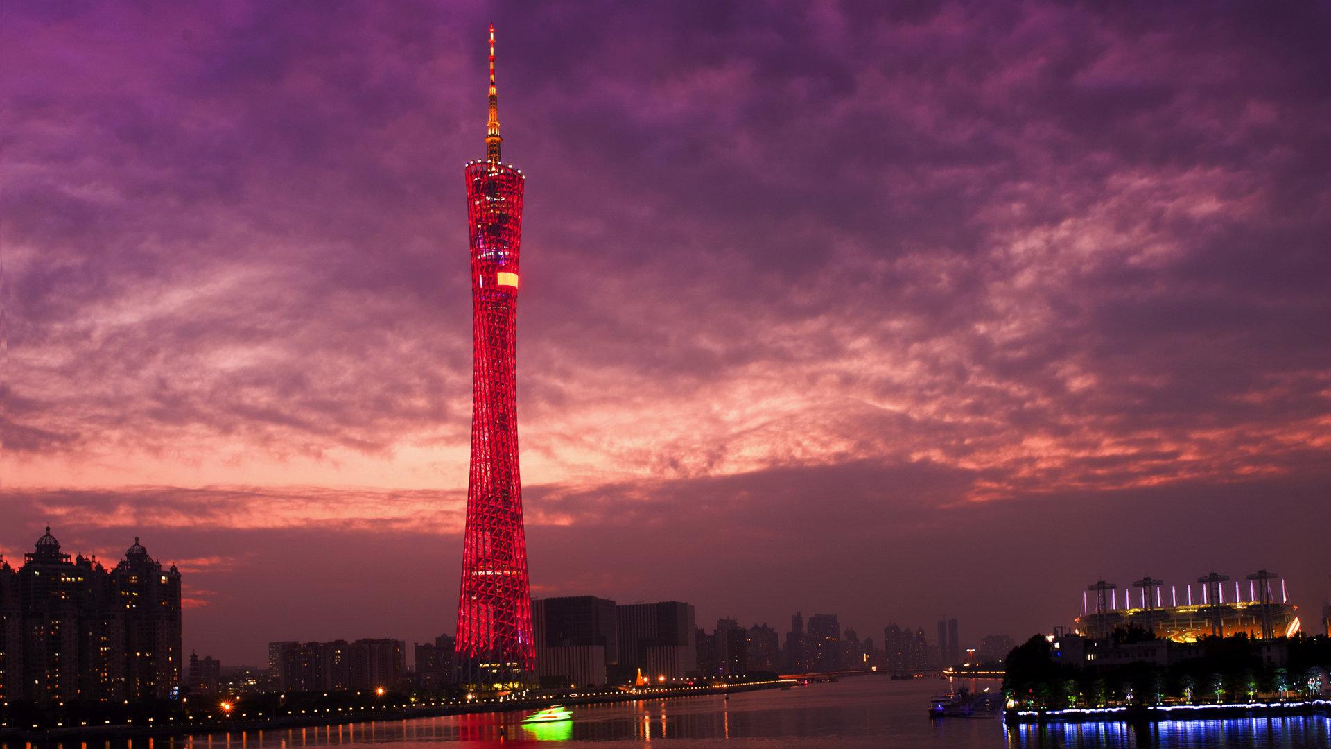 广州夜景高清壁纸 广州塔小蛮腰唯美夜景电脑壁纸