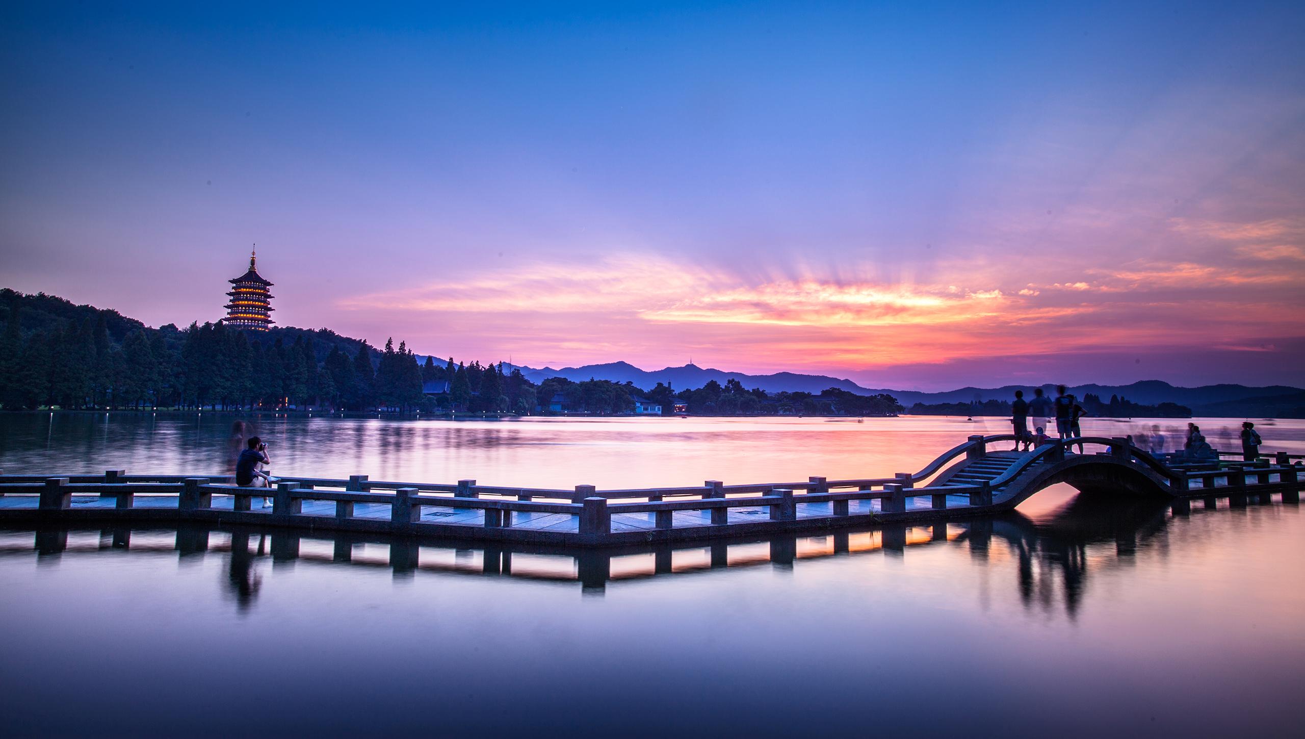 2k杭州西湖夜景摄影高清宽屏壁纸